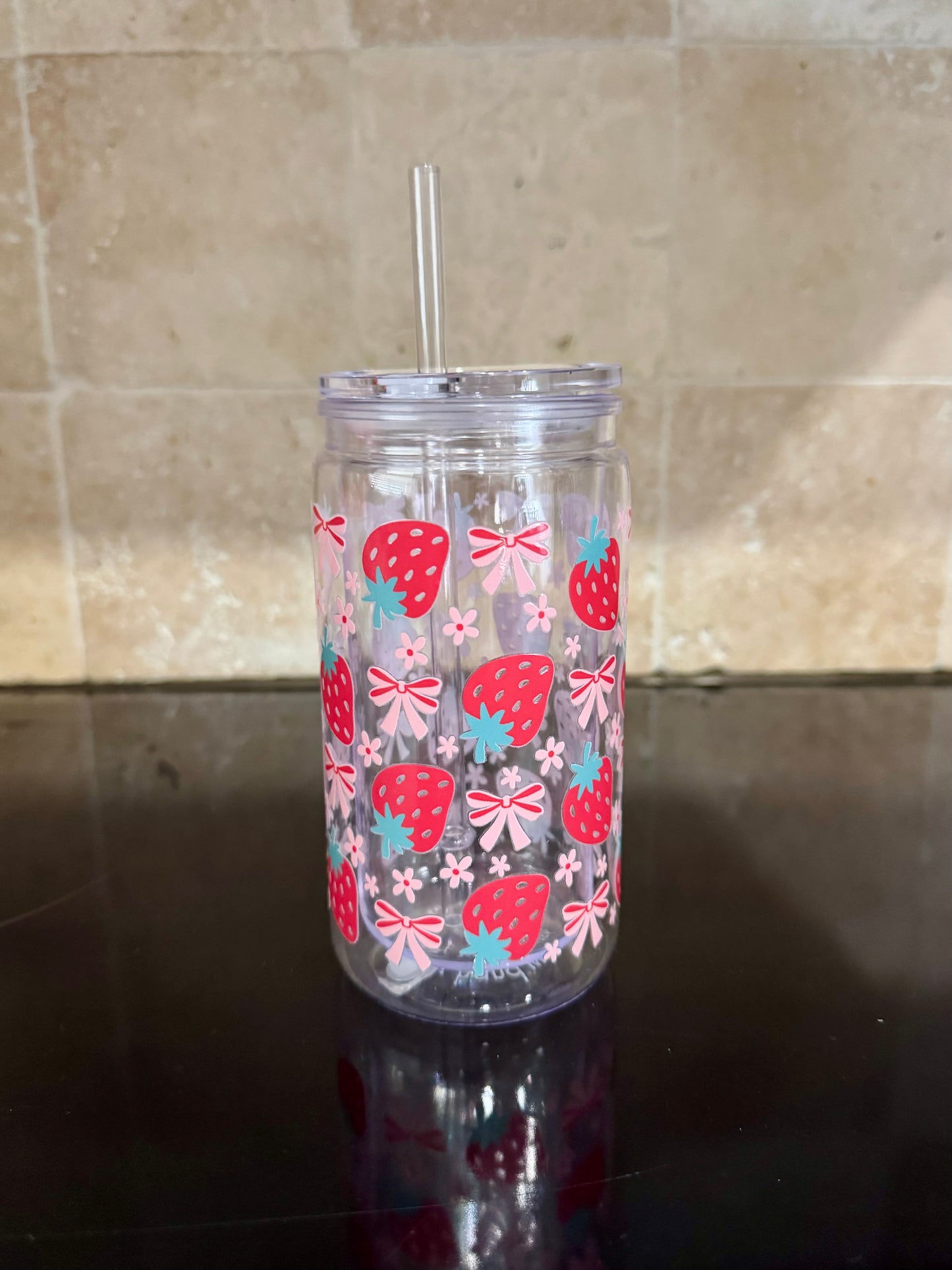 Tumbler - Strawberry Bow