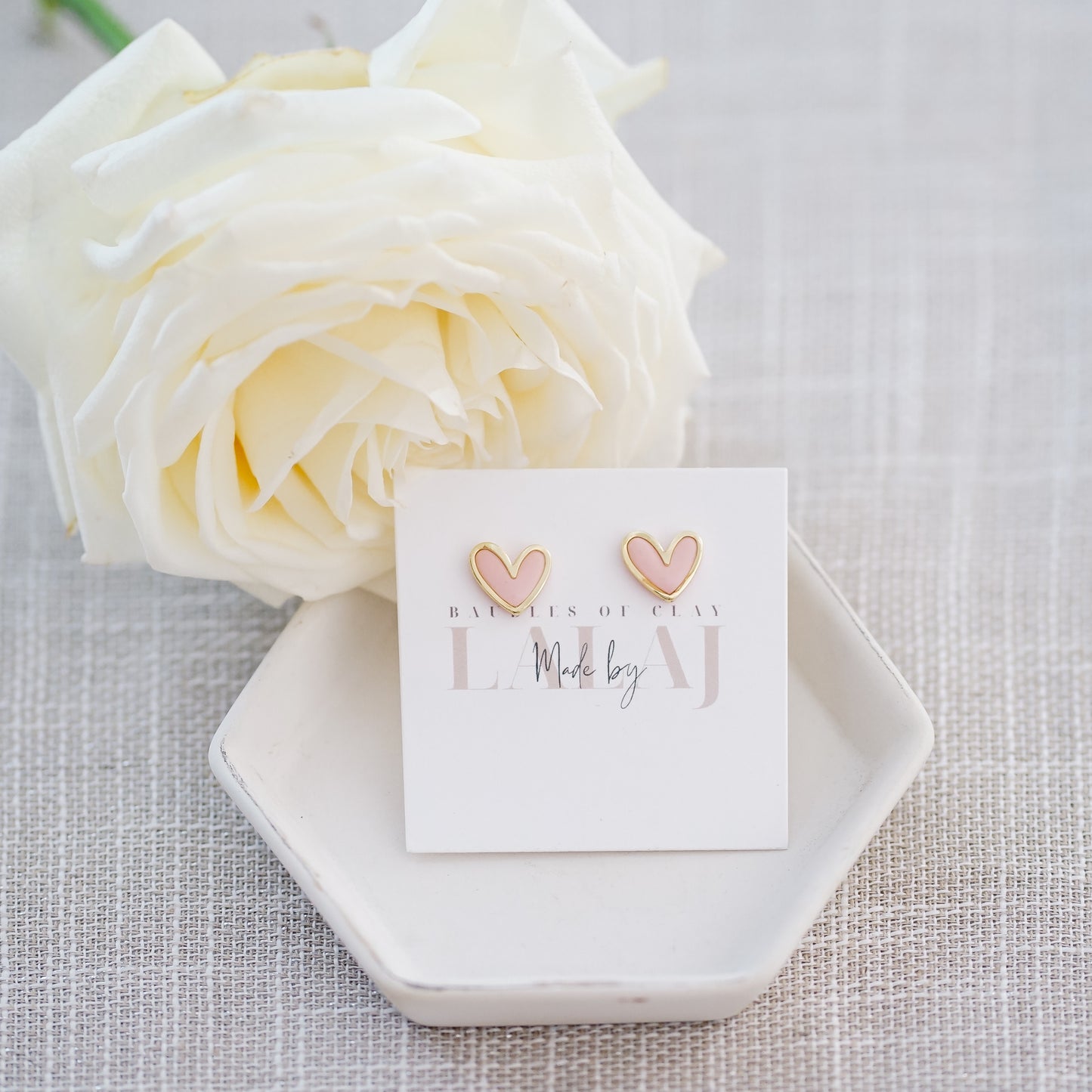 Pink & Gold Heart Studs