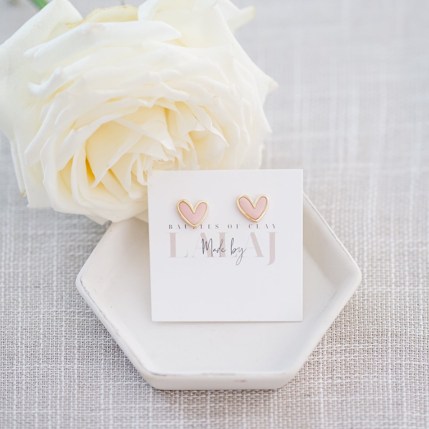 Pink & Gold Heart Studs