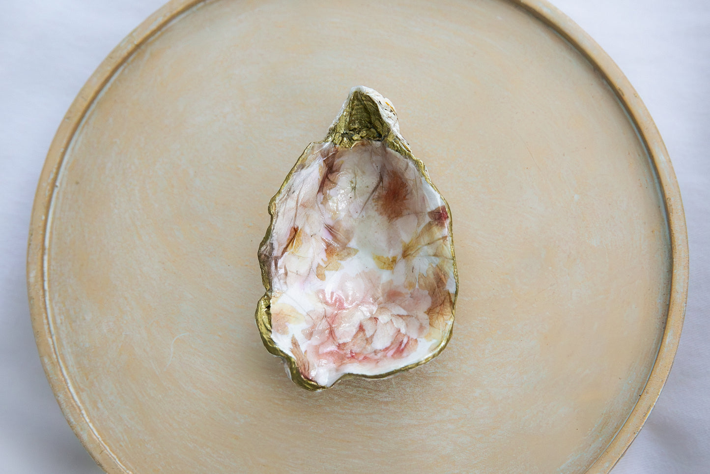 Oyster Shell Trinket Dish - Fall Floral