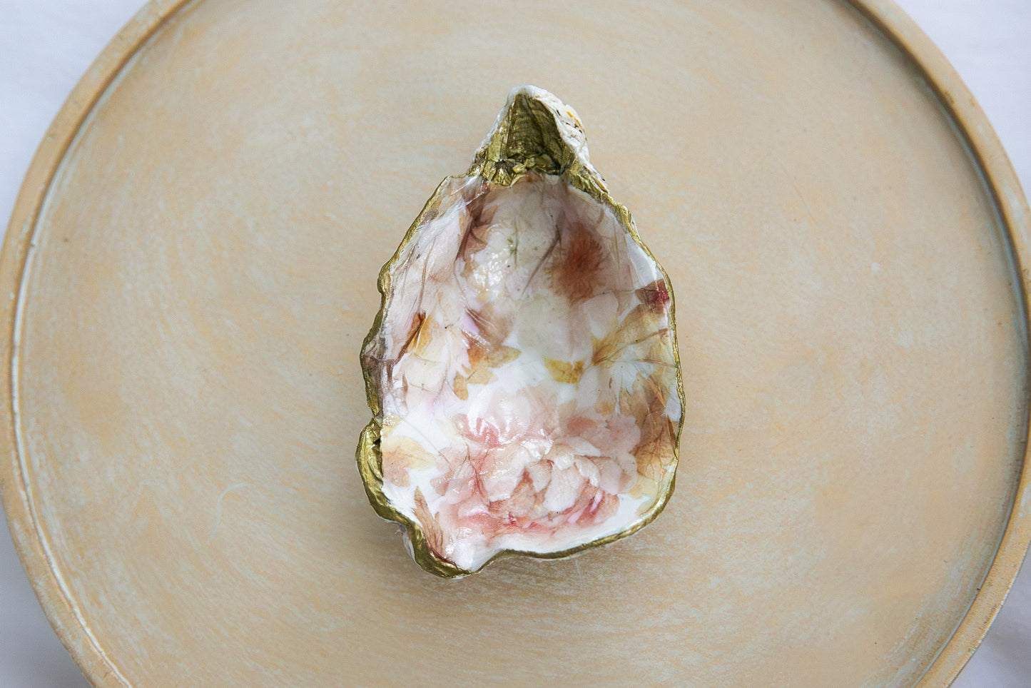 Oyster Shell Trinket Dish - Fall Floral