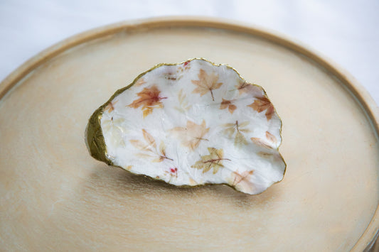 Oyster Shell Trinket Dish - Fall Leaves