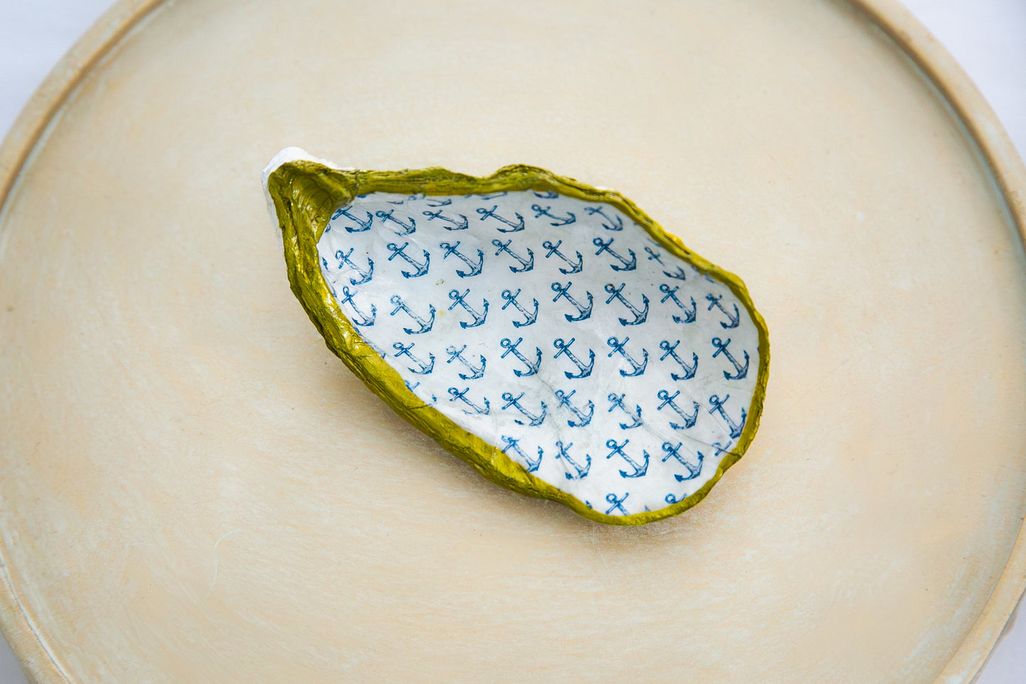 Oyster Shell Trinket Dish - Anchors