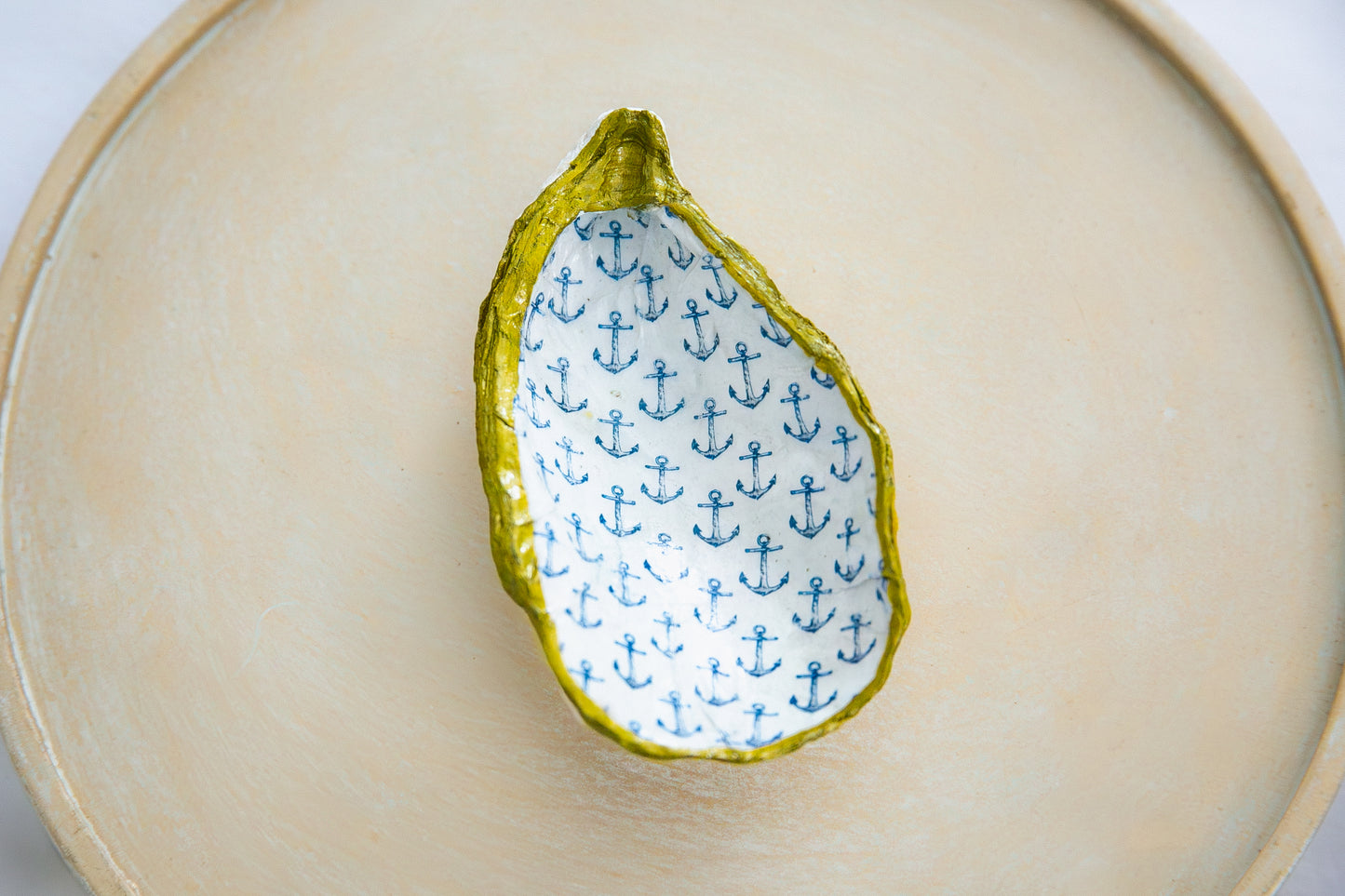 Oyster Shell Trinket Dish - Anchors