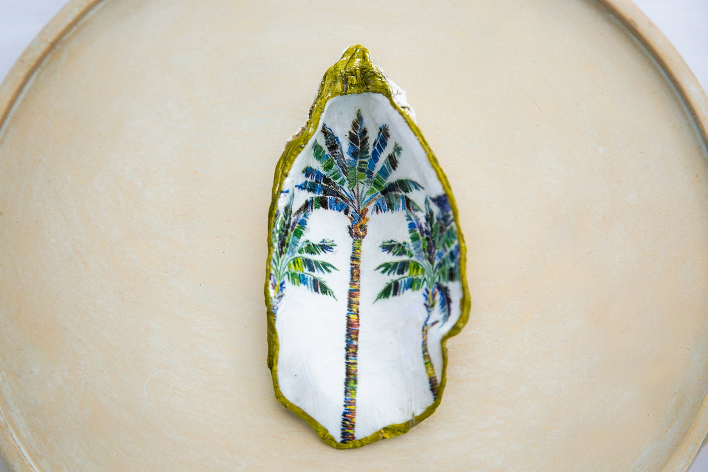 Oyster Shell Trinket Dish - Palm Trees