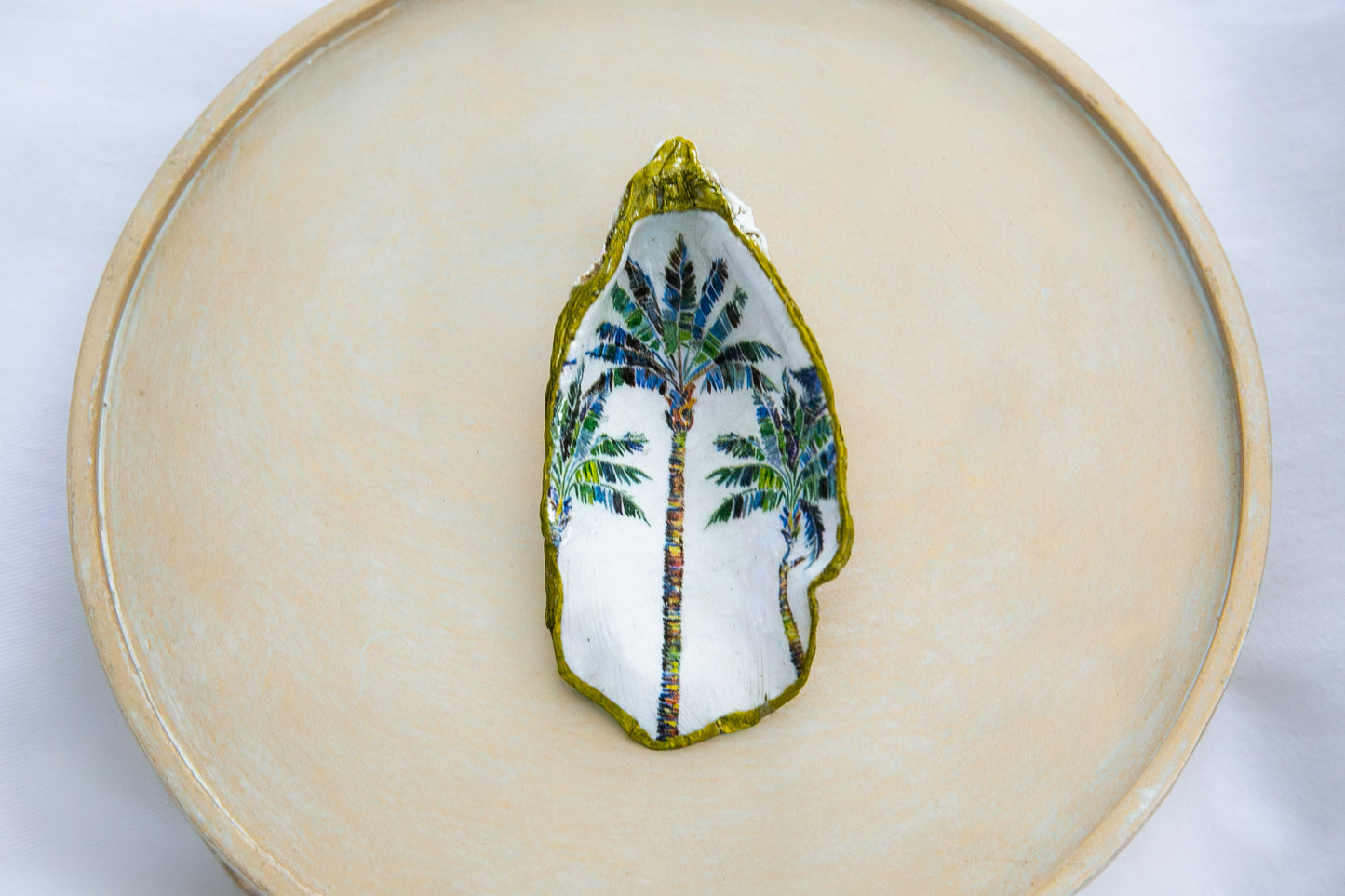 Oyster Shell Trinket Dish - Palm Trees