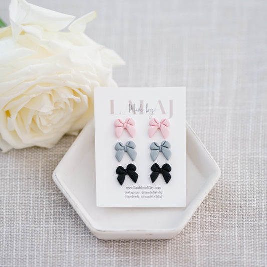 Bow Stud Trio, Silver